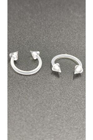 Anti Alerjik Bioplast 2'li Şeffaf Septum Smile Piercing 1.2x6x3mm