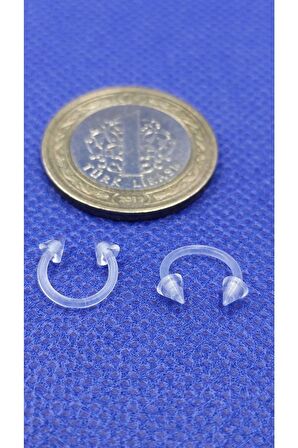 Anti Alerjik Bioplast 2'li Şeffaf Septum Smile Piercing 1.2x6x3mm