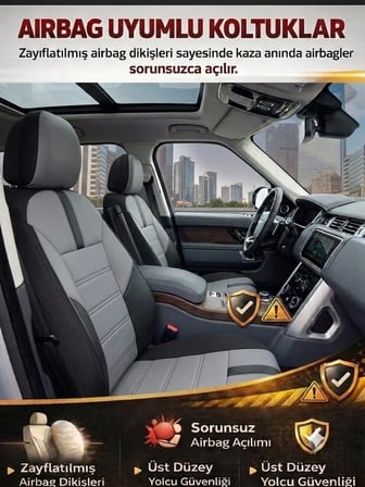 Yıldız Gri Serisi Mercedes 220 İle Uyumlu Tam Set Oto Koltuk Kılıfı