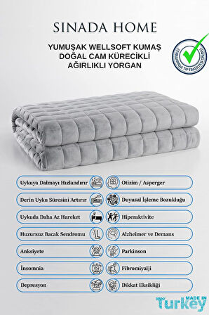 Ultra Yumuşak Wellsoft Ağırlıklı Battaniye Tek Kişilik Ağırlıklı Yorgan 6 Kg Gri 150x205 4 Mevsim