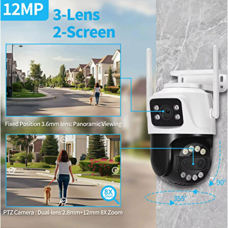 Ozmik CMR62 8MP 4K PTZ Wifi kamera 8X Zoom 12MP çift ekran  otomatik izleme CCTV gözetim kamera 