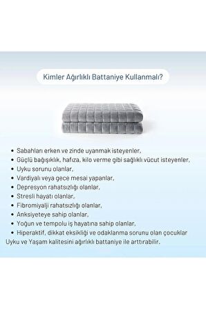 Vayomy Ağırlıklı Battaniye Çift kişilik Yorgan 10 Kg Beyaz 200x220 %100 Yün Dolgulu  4 Mevsim Kullanılabilir