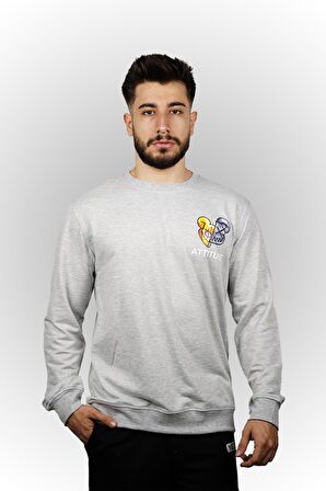 Attitude Baskılı Erkek Sweatshirt