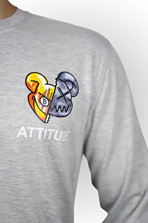 Attitude Baskılı Erkek Sweatshirt