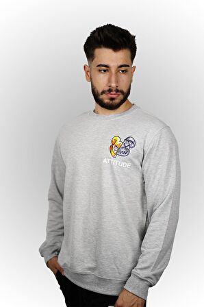 Attitude Baskılı Erkek Sweatshirt