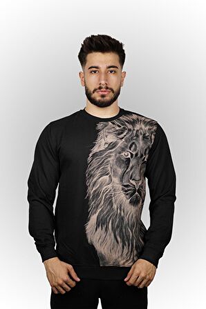 Lion Baskılı Erkek Sweatshirt