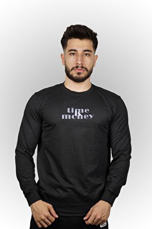 Time is Money Baskılı Erkek Sweatshirt