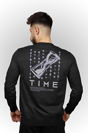 Time is Money Baskılı Erkek Sweatshirt