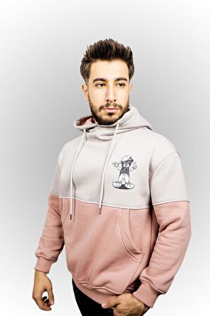 Mascot Baskılı Erkek Kapüşonlu Sweatshirt