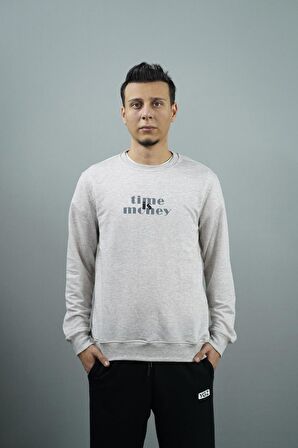 Time is Money Baskılı Erkek Sweatshirt