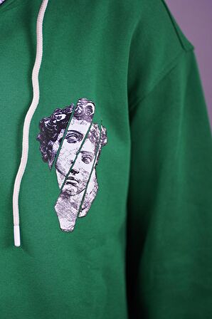 Zeus Baskılı Kapüşonlu Erkek Sweatshirt