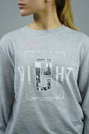 City Night Baskılı Kadın Sweatshirt