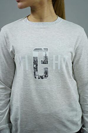 City Night Baskılı Kadın Sweatshirt