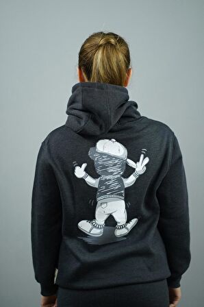 Mascot Baskılı Kadın Kapüşonlu Sweatshirt