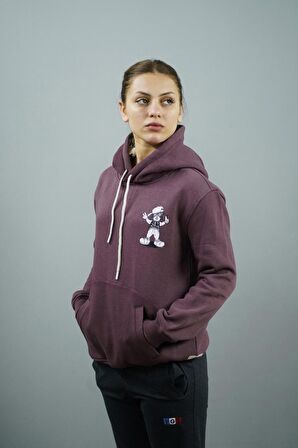 Mascot Baskılı Kadın Kapüşonlu Sweatshirt