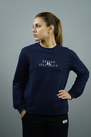 Time is Money Baskılı Kadın Sweatshirt