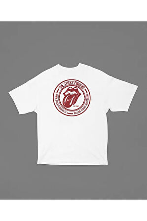 Vintage The Sticky Fingers Logo Baskılı Unisex Oversize Tişört