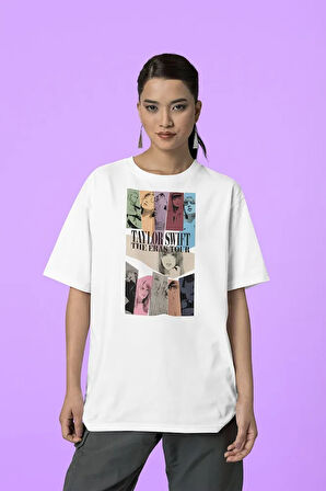 Taylor Swift The Eras Tour Baskılı Oversize Tişört, Unisex Şarkıcı Tişört