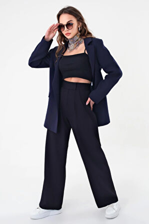 Lacivert Çift Düğmeli Blazer Ceket