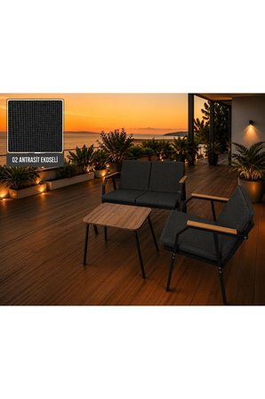 VİENTO 2-1-1 BAHÇE BALKON MOBİLYASI,KUMAŞ RENGİ 02 ANTRASİT EKOSELİ