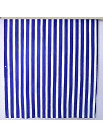 CEYLAN Home Balkon Perdesi Kuş Gözü Ölçü Seçenekli Mavi Beyaz Çizgili