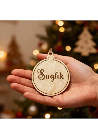 Bakgelal Ahşap Yılbaşı Ağacı Dilek Süsü Seti 5’li | Aşk, Sağlık, Para, Şans, Huzur Temalı Doğal Ahşap Yeni Yıl Ağaç Süsü