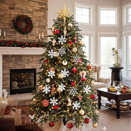 Kar Tanesi Yılbaşı Ağaç Süsü İpli 6'lı Paket 8x8 cm