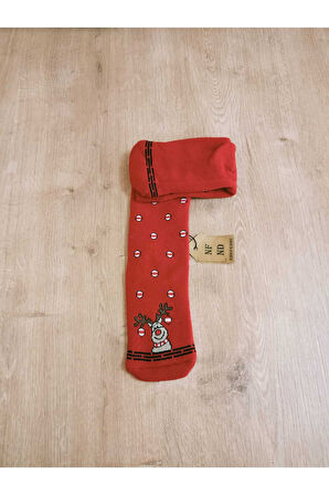 Yılbaşı Konseptli Uzun Havlulu Renkli Likralı Soket Çorap Kışlık Yeni Yıl Hediyelik Kadın Çorabı