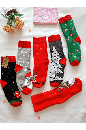 2 ÇİFT TERMAL SOKET  YILBAŞI HAVLU YUMUŞAK HEDİYE KIŞLIK KADIN ÇORABI KIRMIZI SİYAH ÇORAP 36-40