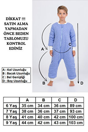 Erkek Çocuk Uyku Tulumu Kalın Elyaf Dolgulu Premium Kalite 2.5 Tog 