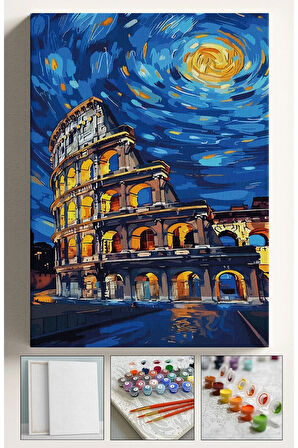 Sayılarla Boyama Seti Numaralı Tuval Fırça Boya 40x50 Cm - YILDIZLI GECE KOLEZYUM