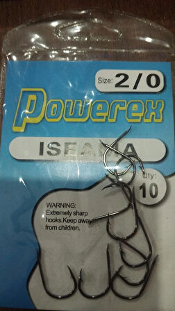 Powerex 505 model 2/0 Black Nickel Kutu Balık İğne 10Adet
