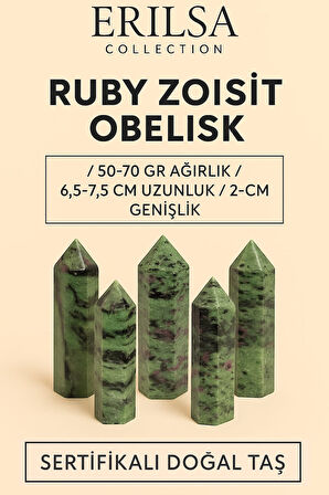 Sertifikalı Ruby Zoisit (Anyolit) Obelisk – Yakutlu Zoisit Taşı Piramit Kazık Şifa Kristali