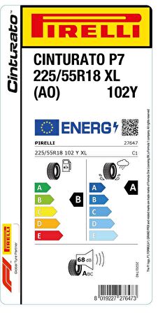 PİRELLİ 225/55R18 102Y XL (AO) P7 CINTURATO Yaz Lastiği (2023)