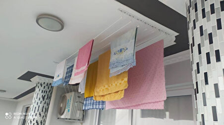 Yıldız Asansörlü çamaşır kurutma askısı Beyaz renk 10 sıra 125 cm boyunda 