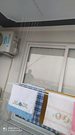 Yıldız Asansörlü çamaşır kurutma askısı Beyaz renk 10 sıra 150 cm boyunda