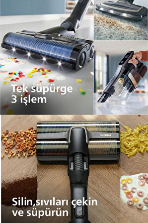 Turbolu Premium Aqua Trio Özel Seri otomatik kendini temizleme Islak Ve Kuru Dikey Süpürge Xw9463/11