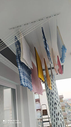 Yıldız Asansörlü çamaşır kurutma askısı Beyaz renk 7 sıra 150 cm boyunda