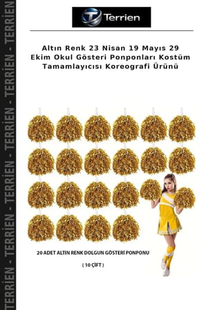 Altın Renk 23 Nisan 19 Mayıs 29 Ekim Okul Gösteri Ponponları Kostüm Tamamlayıcısı Koreografi Ürünü
