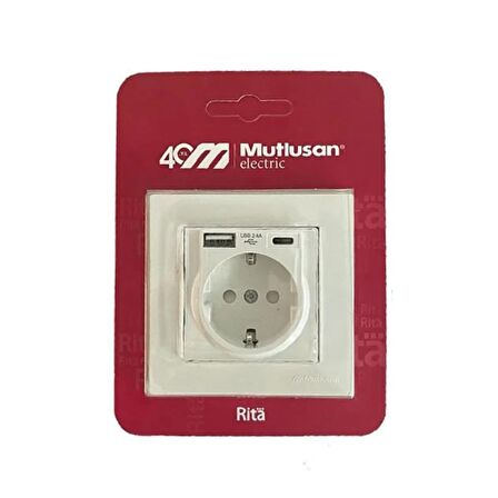 Mutlusan RITA Beyaz Type C usb Topraklı Priz
