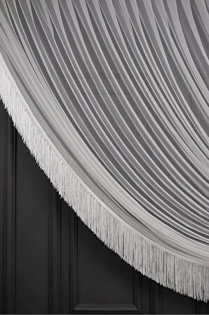 Grek Petek Sağ Yalancı Kruvaze -Halat İle Yana Toplamalı-Tek Kanat Püskülü -Eteği Kurşunlu Tül Perde