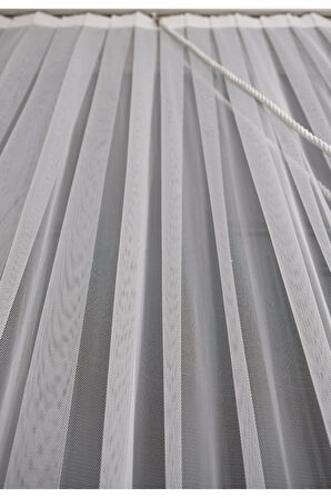 Grek Petek Sağ Yalancı Kruvaze -Halat İle Yana Toplamalı-Tek Kanat Püskülü -Eteği Kurşunlu Tül Perde