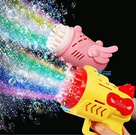 Işıklı Pilli Köpük Baloncuk Makinesi Tabancası Yeni Tasarım Bol Köpük Süper Bubble Gun