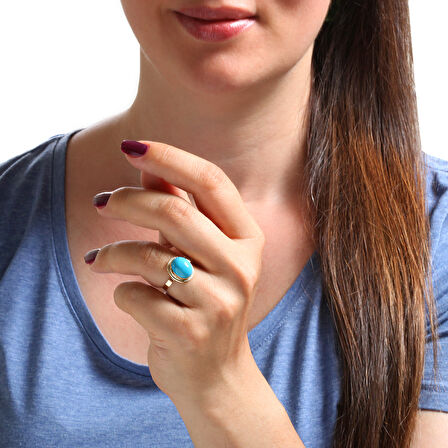 Altın Nostalji Tasarım Firuze Taşlı Yüzük (YZK0029)