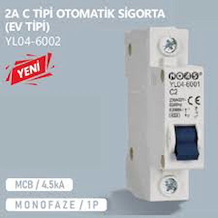 NOAS 1X2 AMPER C TİPİ SİGORTA (EV TİPİ)