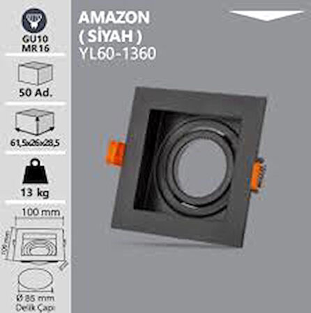 YL60-1360 NOAS AMAZON DEKORATİF BOŞ KASA (SİYAH)