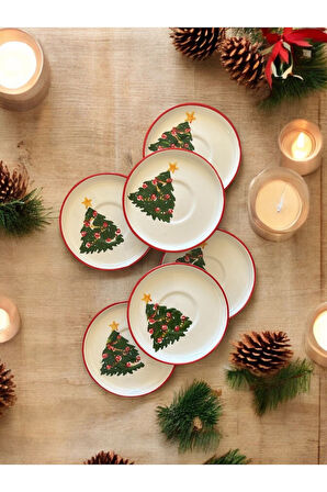 Çamağacı  6'lı Çay Tabağı ve Çay Bardağı Seti