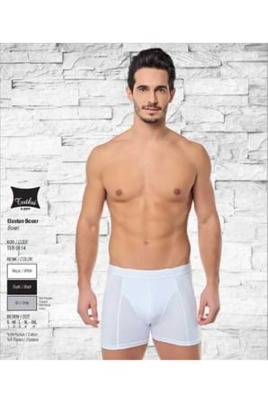 Erkek Beyaz Elastan Likralı Boxer 3'lü