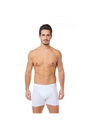 Erkek Beyaz Elastan Likralı Boxer 3'lü