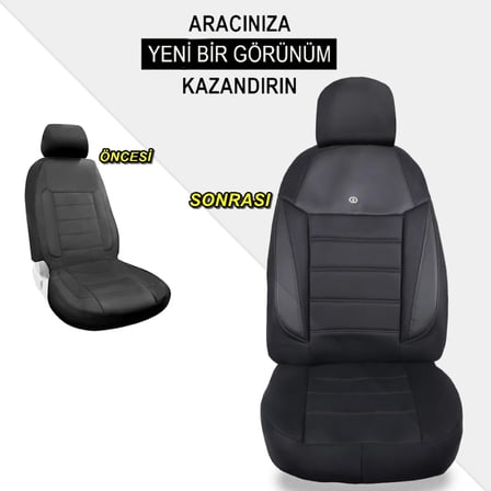 Honda Civic FC5 Araçlara Uyumlu Oto Koltuk Kılıfı Seti - Yıldız Serisi Siyah